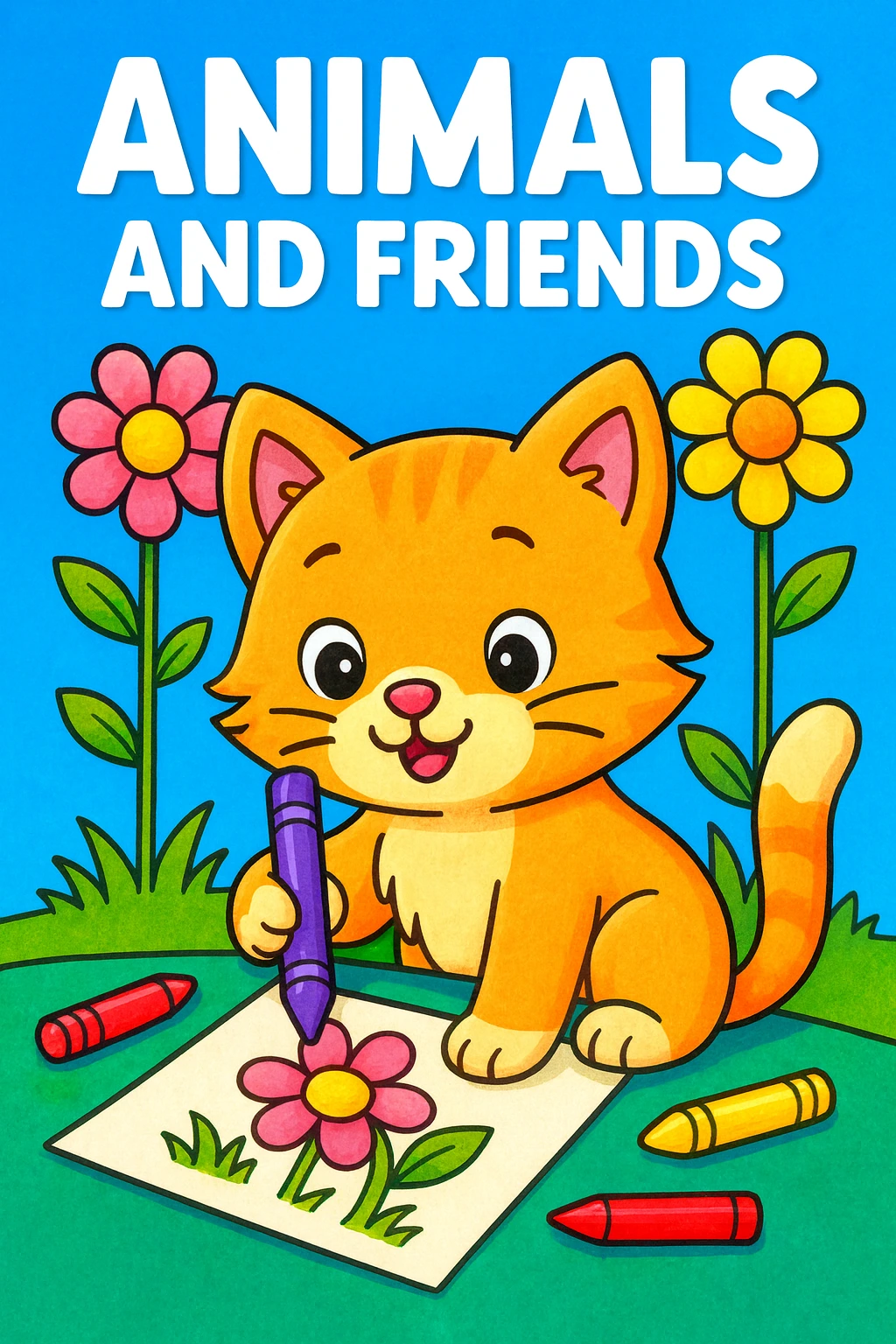 Cover of Animals and Friends, a free printable coloring book for ages 3-8