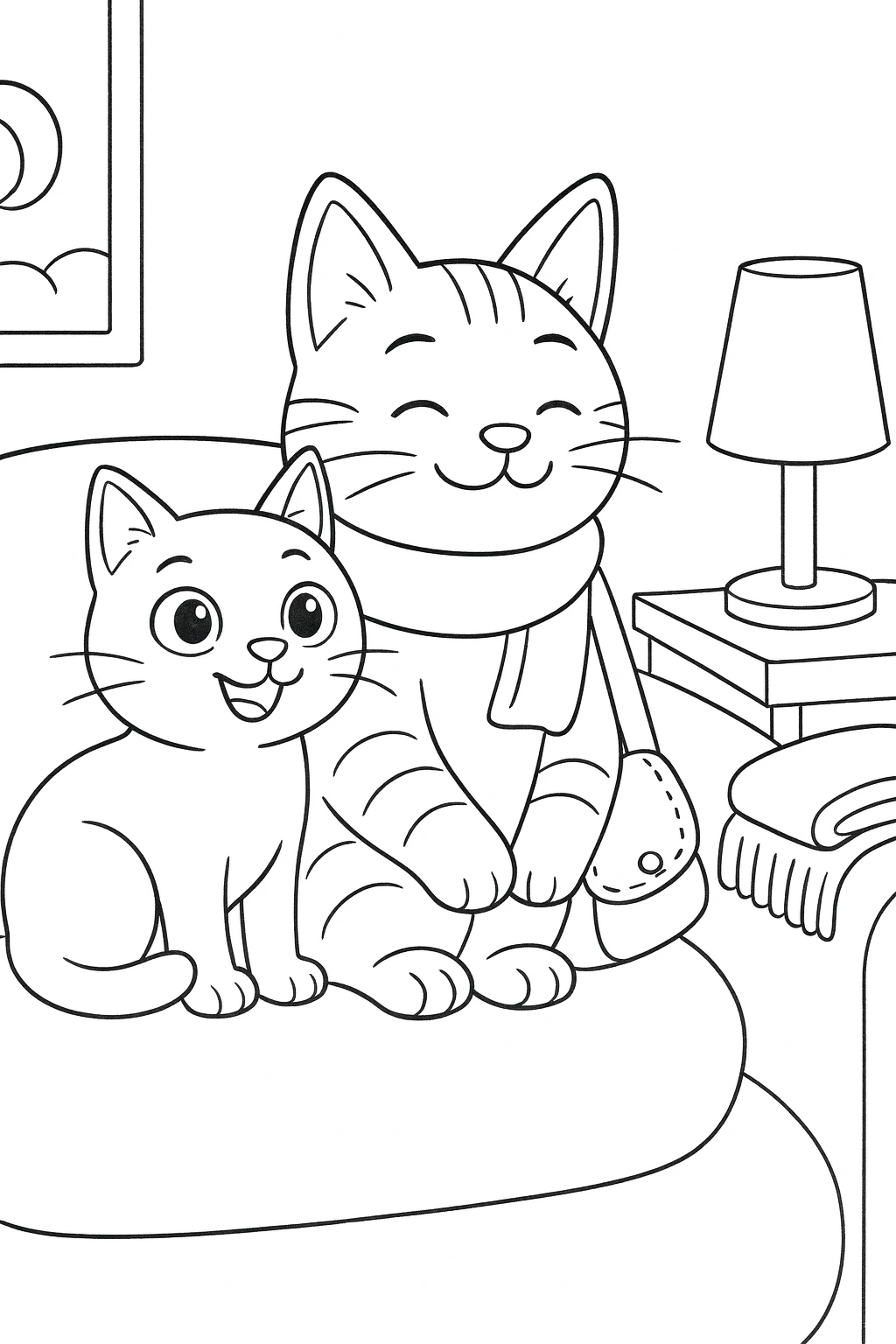 Lucky the Cat — printable coloring page 1