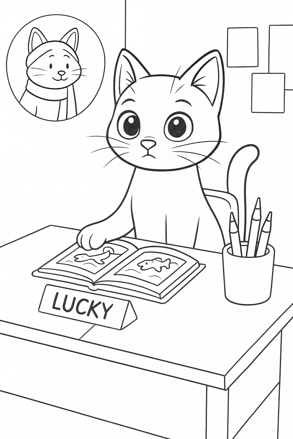 Lucky the Cat — printable coloring page 5